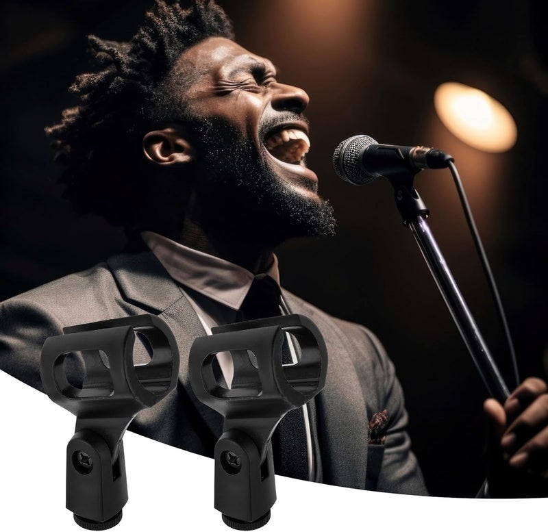 Styquenzer 4 PCS Microphone Holder, Adjustable Angle Mic Holder Clip for Stand Rubber Flexible Microphone Clip Black Wireless Mic Holders Clamp for Mics Stand Handheld Microphones Recording Condenser Microphones - Image 4